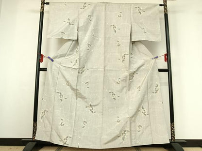平和屋着物▽上質な紬 単衣 南天文 正絹 逸品 AABG3812jh