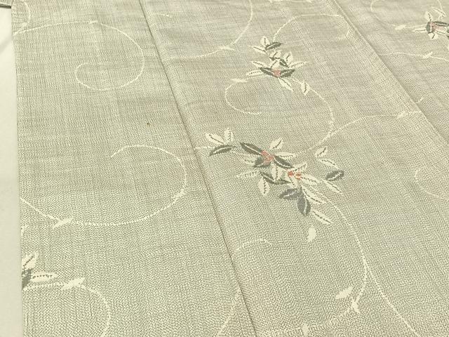 平和屋着物▽上質な紬 単衣 南天文 正絹 逸品 AABG3812jh