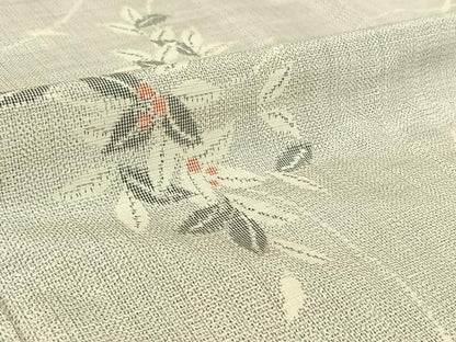 平和屋着物▽上質な紬 単衣 南天文 正絹 逸品 AABG3812jh