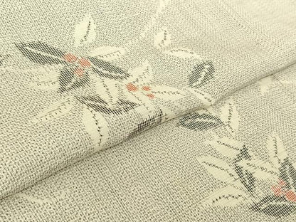 平和屋着物▽上質な紬 単衣 南天文 正絹 逸品 AABG3812jh