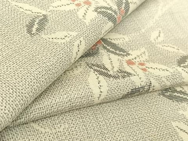 平和屋着物▽上質な紬 単衣 南天文 正絹 逸品 AABG3812jh
