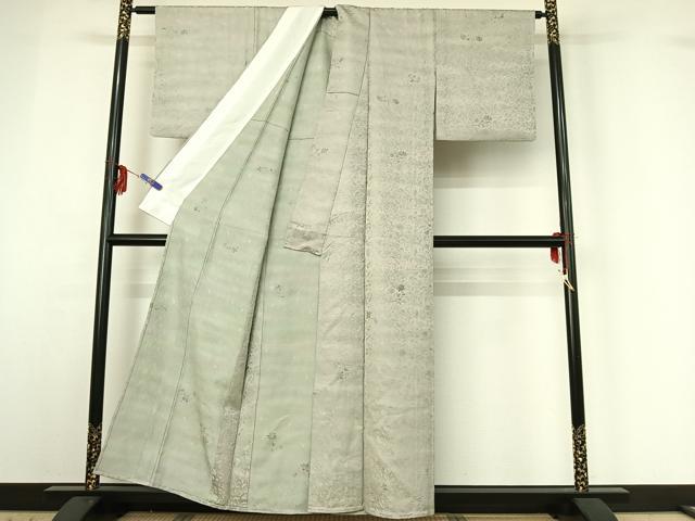 平和屋着物▽上質な小紋 単衣 草花文 暈し染め 金彩 正絹 逸品 AABG3819jh