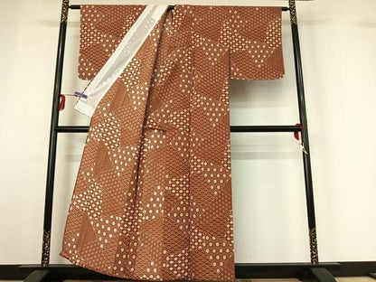 平和屋着物▽小紋 単衣 切嵌吉祥文 洗える着物 AABG3822jh