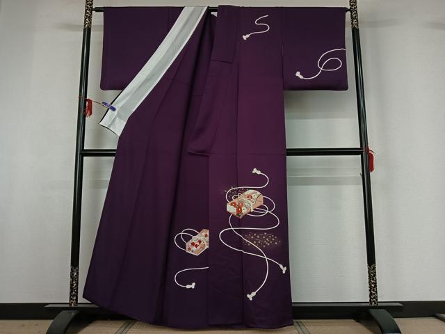 平和屋着物▽訪問着 単衣 花文箱文 金彩 正絹 逸品 AABG3824jh