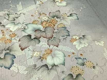平和屋着物▽訪問着 単衣 花籬文 暈し染め 金彩 正絹 逸品 AABG3825jh