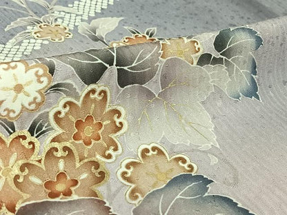 平和屋着物▽訪問着 単衣 花籬文 暈し染め 金彩 正絹 逸品 AABG3825jh