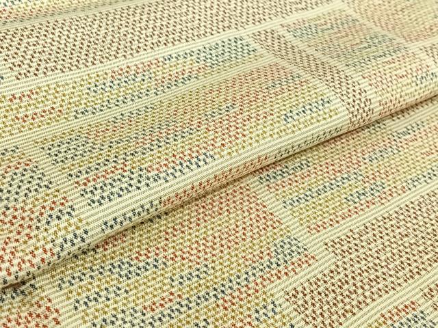 平和屋着物▽大島紬 単衣 幾何学文様 大丸扱い 反端付き 正絹 逸品 AABG3827jh