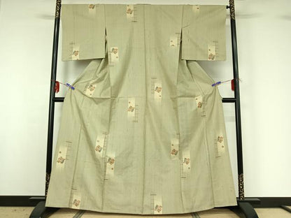 平和屋着物▽上質な紬 単衣 玩具文 正絹 逸品 AABG3831jh