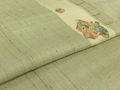 平和屋着物▽上質な紬 単衣 玩具文 正絹 逸品 AABG3831jh