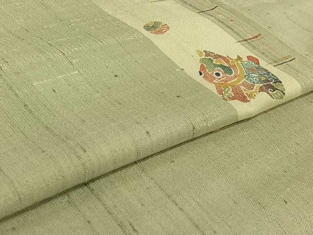 平和屋着物▽上質な紬 単衣 玩具文 正絹 逸品 AABG3831jh