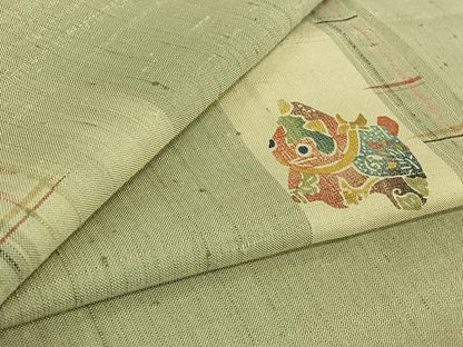 平和屋着物▽上質な紬 単衣 玩具文 正絹 逸品 AABG3831jh