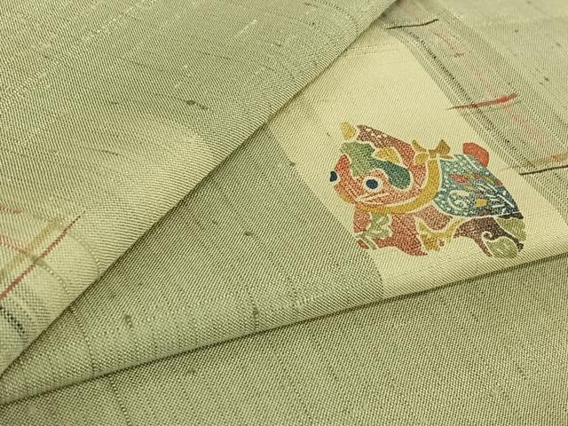 平和屋着物▽上質な紬 単衣 玩具文 正絹 逸品 AABG3831jh