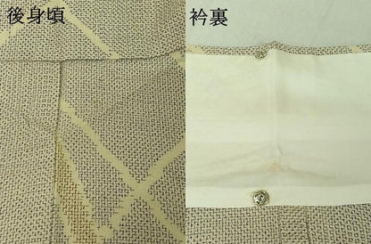 平和屋着物▽上質な紬 単衣 竹文 正絹 逸品 AABG3834jh