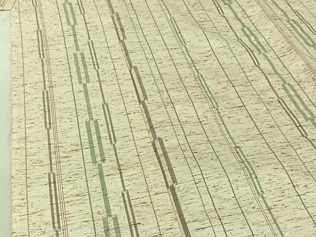 平和屋着物▽ぜんまい紬 単衣 縞 正絹 逸品 AABG3835jh
