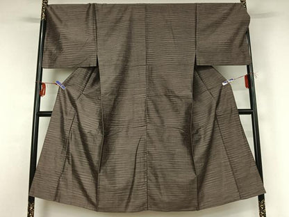 平和屋着物▽男性 紬 単衣 横段文 正絹 逸品 キングサイズ AABG3839jh