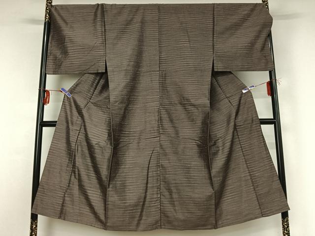 平和屋着物▽男性 紬 単衣 横段文 正絹 逸品 キングサイズ AABG3839jh