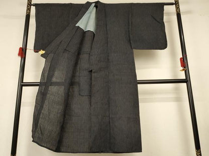 平和屋着物＊夏物 男性 紗紬 縞 正絹 逸品 AABG3843jd