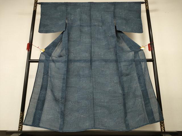 平和屋着物＊夏物 小千谷ちぢみ 流水文 麻 逸品 AABG3844jd