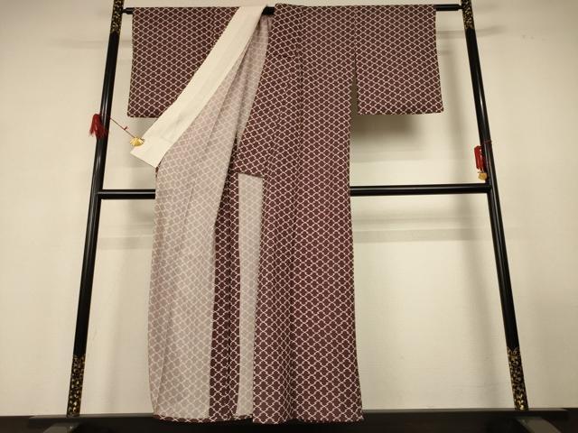平和屋着物＊夏物 小紋 絽 松皮菱文 正絹 逸品 AABG3856jd