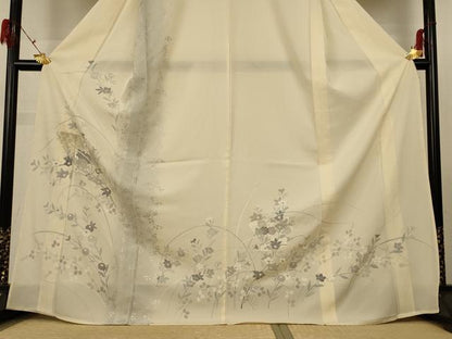 平和屋着物＊夏物　訪問着　絽　草花文　銀彩　高島屋扱い　正絹　逸品　AABG3858jd