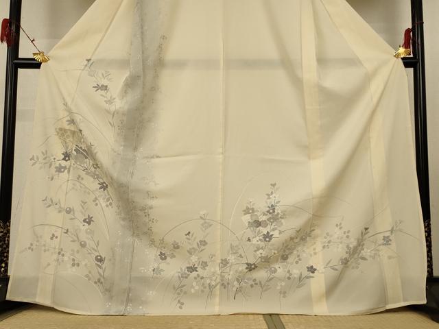 平和屋着物＊夏物　訪問着　絽　草花文　銀彩　高島屋扱い　正絹　逸品　AABG3858jd