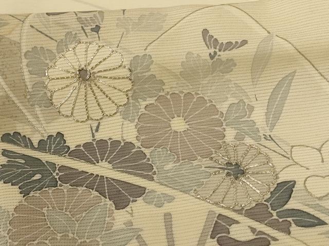 平和屋着物＊夏物　訪問着　絽　草花文　銀彩　高島屋扱い　正絹　逸品　AABG3858jd