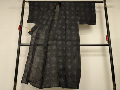 平和屋着物＊夏物 重要無形文化財 本場宮古上布 花菱文 苧麻 逸品 AABG3862jd