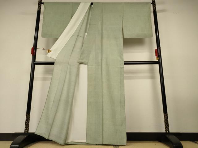 平和屋着物＊夏物 石川県指定無形文化財 夏牛首紬 白山工房 手織り 変わり縞 正絹 逸品 AABG3863jd