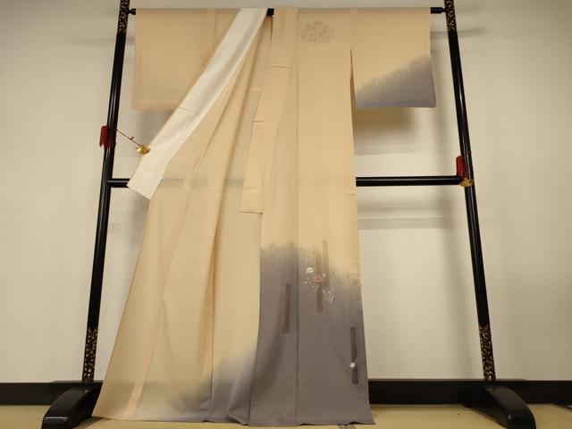 平和屋着物＊夏物 訪問着 絽 刺繍 草花文 暈し染め 金彩 高島屋扱い ロング丈 正絹 逸品 AABG3867jd