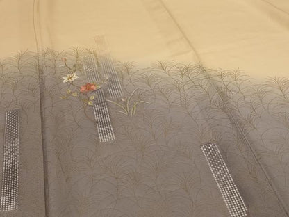 平和屋着物＊夏物 訪問着 絽 刺繍 草花文 暈し染め 金彩 高島屋扱い ロング丈 正絹 逸品 AABG3867jd