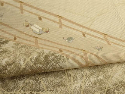 平和屋着物＊夏物 訪問着 絽 刺繍 渡橋風景文 金彩 ロング丈 正絹 逸品 AABG3868jd