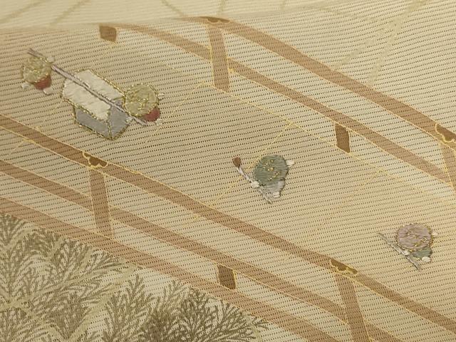 平和屋着物＊夏物 訪問着 絽 刺繍 渡橋風景文 金彩 ロング丈 正絹 逸品 AABG3868jd