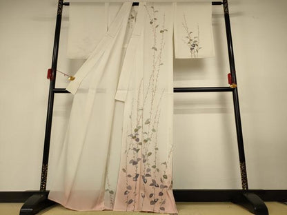 平和屋着物＊夏物 訪問着 絽 枝葉文 暈し染め 正絹 逸品 AABG3869jd