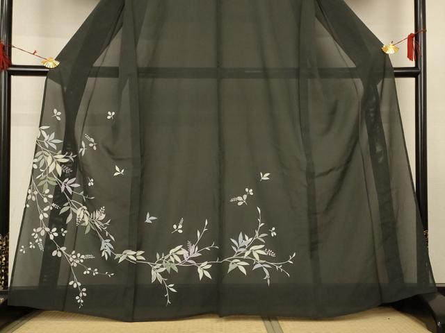 平和屋着物＊夏物　訪問着　絽　枝葉文　正絹　逸品　AABG3870jd