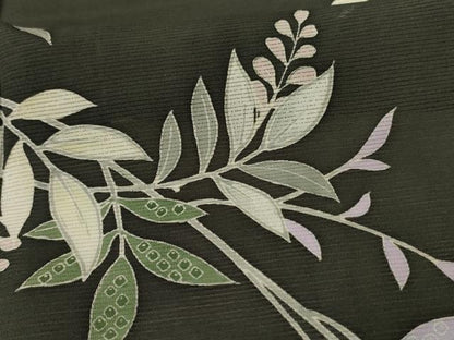 平和屋着物＊夏物　訪問着　絽　枝葉文　正絹　逸品　AABG3870jd