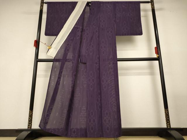 平和屋着物＊夏物 小紋 紗 間道 正絹 逸品 AABG3872jd