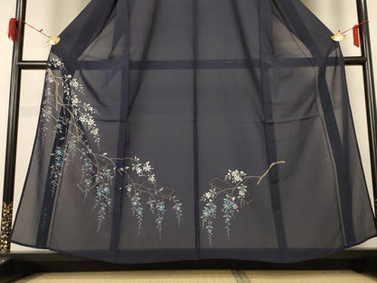 平和屋着物＊夏物　訪問着　絽　手描き　枝花文　金彩　正絹　逸品　AABG3877jd