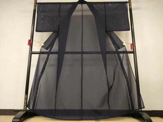 平和屋着物＊夏物 色無地 絽 紫黒色 正絹 逸品 AABG3880jd