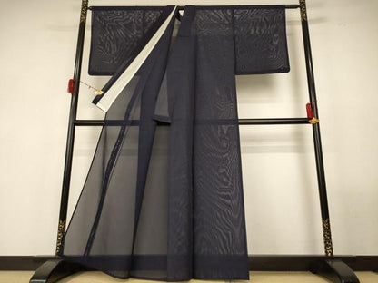 平和屋着物＊夏物 色無地 絽 紫黒色 正絹 逸品 AABG3880jd
