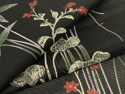 平和屋着物＊夏物 H・L（アッシュエル） HENRI-LUC CHAPUIS 小紋 絽 草花文 洗える着物 AABG3885jd
