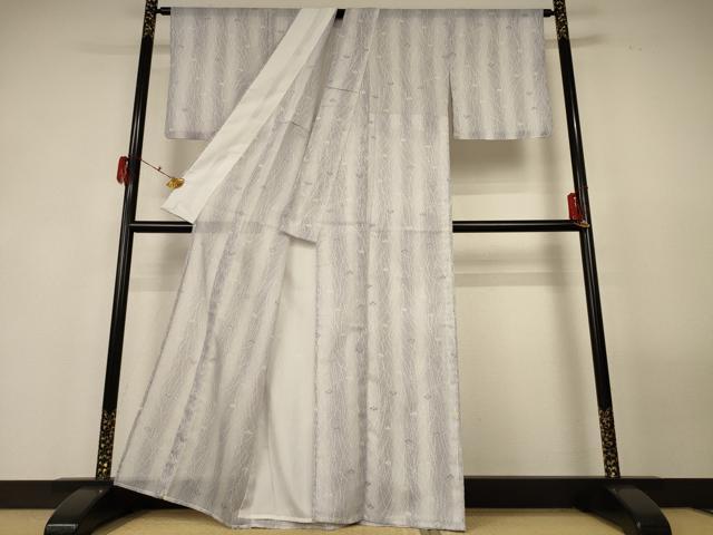 平和屋着物＊夏物 小紋 絽 舞花文 洗える着物 AABG3886jd