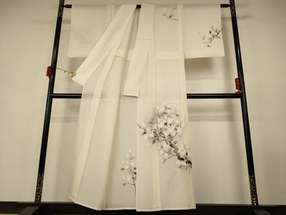 平和屋着物＊夏物 訪問着 絽 手描き 枝花文 正絹 逸品 AABG3894jd