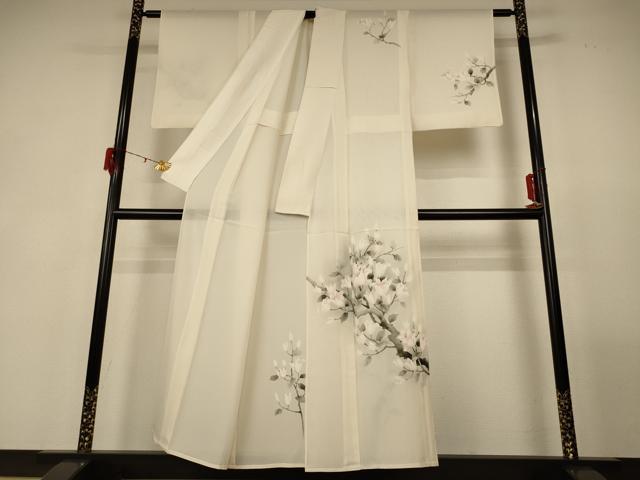 平和屋着物＊夏物 訪問着 絽 手描き 枝花文 正絹 逸品 AABG3894jd