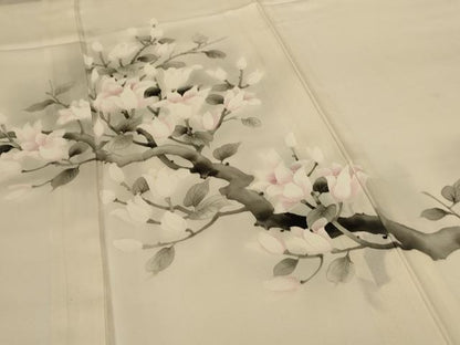 平和屋着物＊夏物 訪問着 絽 手描き 枝花文 正絹 逸品 AABG3894jd
