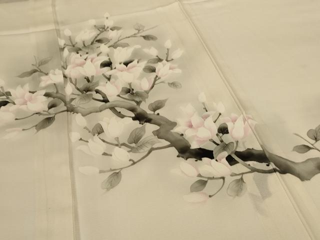 平和屋着物＊夏物 訪問着 絽 手描き 枝花文 正絹 逸品 AABG3894jd