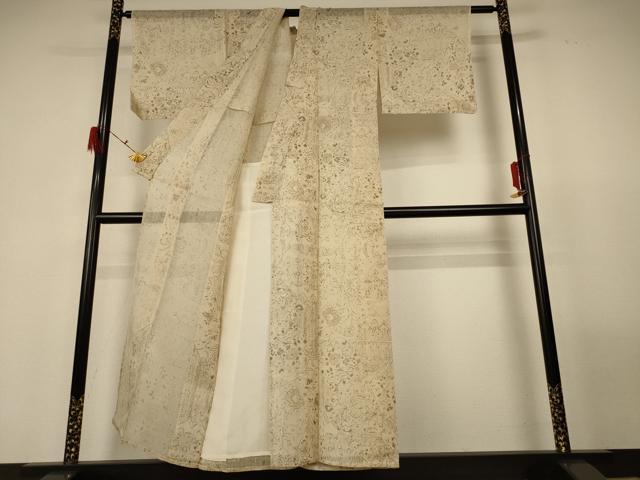 平和屋着物＊夏物 絹芭蕉 切嵌草花文 正絹 逸品 AABG3895jd
