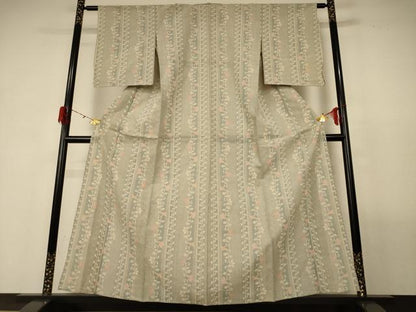 平和屋着物＊夏物 本場大島紬 夏大島 花唐草間道 正絹 逸品 AABG3900jd