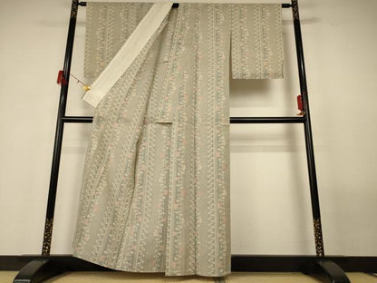平和屋着物＊夏物 本場大島紬 夏大島 花唐草間道 正絹 逸品 AABG3900jd