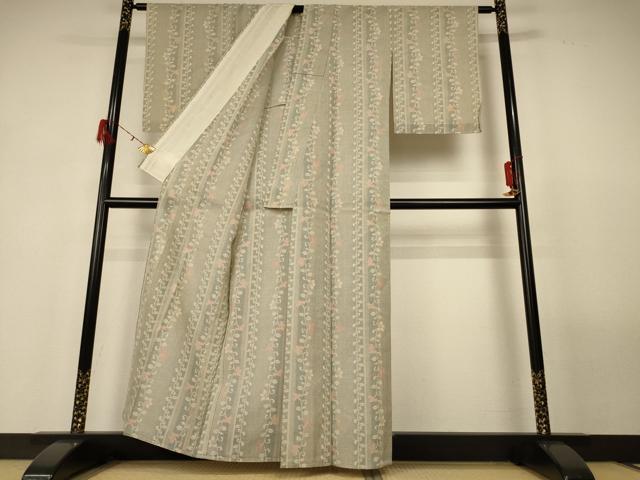 平和屋着物＊夏物 本場大島紬 夏大島 花唐草間道 正絹 逸品 AABG3900jd