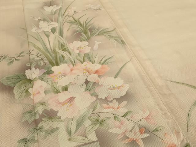 平和屋着物＊夏物 訪問着 絽 手描き 飾花文 暈し染め 正絹 逸品 未使用 AABG3903jd